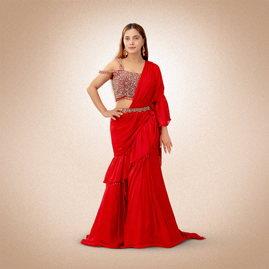red lehnga
