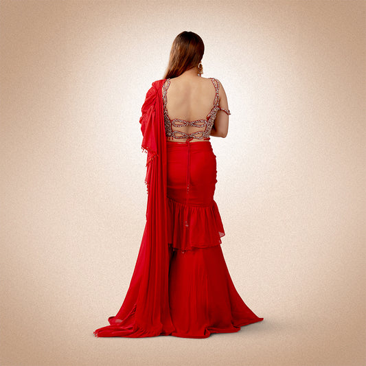 red lehnga